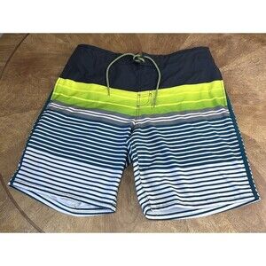 Mens Swim Trunks Size L 36-38 George Board Shorts Striped Quick Dry Lined Beach